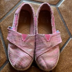 Toms sz 11 pink with silver glitter